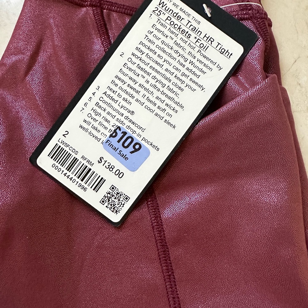 Lululemon Wunder Train High-Rise Tight with Pockets 25” Foil Leggings- Rare Find - Picture 8 of 13